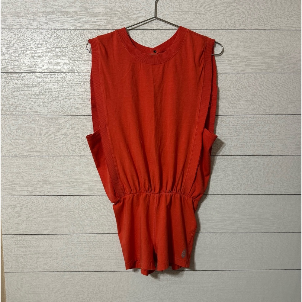 NWT Free People Movement Hot Shot Shortsie Onesie Fired Up Orange Size Small